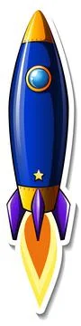 A sticker template with Rocket Space Cartoon isolated Stockillustratie
