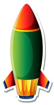 A sticker template with Rocket Space Cartoon isolated Illustrazione stock