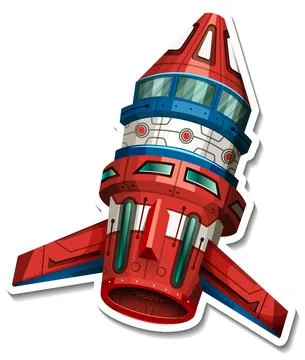A sticker template with Rocket Space Cartoon isolated Stock Illustration