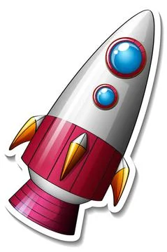 A sticker template with Rocket Space Cartoon isolated Illustrazione stock