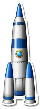 A sticker template with Rocket Space Cartoon isolated Stock Illustration