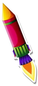 A sticker template with Rocket Space Cartoon isolated Stock Illustration