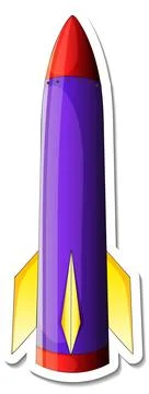 A sticker template with Space Ship Cartoon isolated イラスト素材