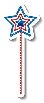 Sticker template with a star pole funfair element isolated Stock Illustration