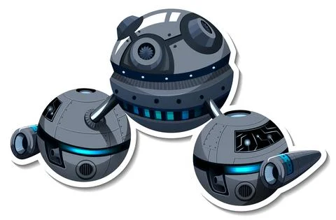 A sticker template with UFO or Space Station isolated イラスト素材