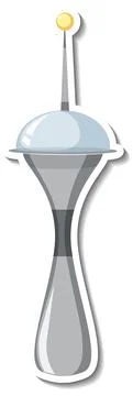 Sticker template with unidentified flying object (UFO) isolated Ilustración de archivo
