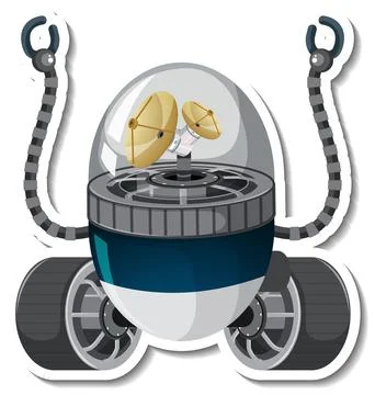 Sticker template with unidentified flying object (UFO) isolated Ilustración de archivo