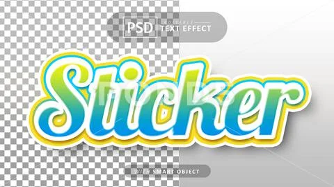 Sticker text - editable 3d font effects PSD-Vorlage