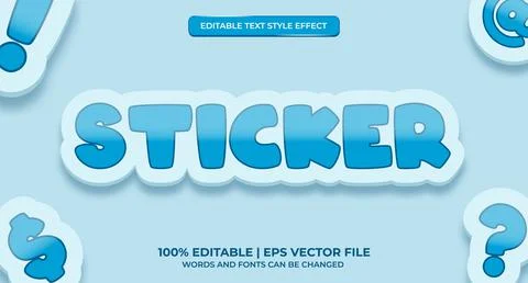 Sticker text, editable text effect Premium Vector Stock Illustration