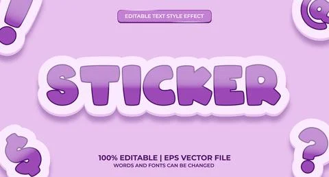 Sticker text, editable text effect Premium Vector Stock Illustration