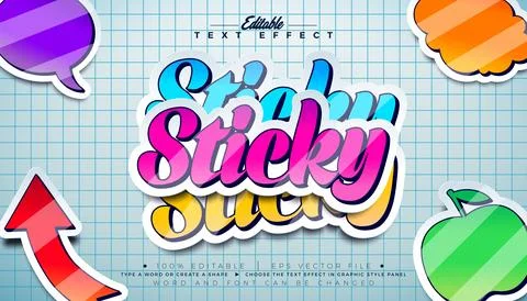 Sticker Text Effect Design Editable Illustrator Graphic Style with Customizab Stock Illustration