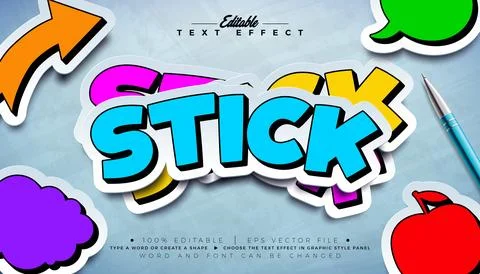 Sticker Text Effect Design Vector Editable Illustrator Graphic Style with C.. Stock Illustration