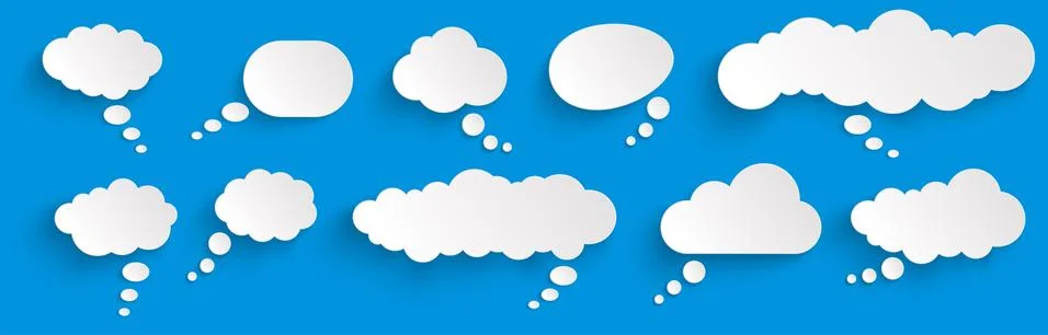 Sticker thought bubbles with shadow Stock Illustration