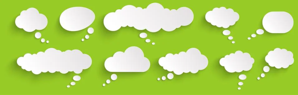 Sticker thought bubbles with shadow Stock Illustration