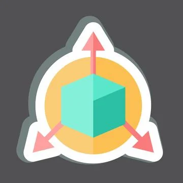 Sticker Three Dimensional Object. related to 3D Visualization symbol. simpl.. Stock Illustration