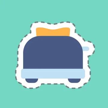Sticker Toaster - Line Cut - Simple illustration,Editable stroke Illustrazione stock
