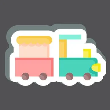 Sticker Train. related to Amusement Park symbol. glyph style. simple design.. Illustrazione stock