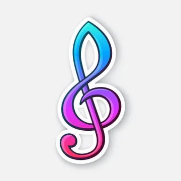 Sticker of treble clef Stock Illustration