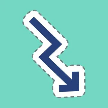 Sticker Trending Down - Line Cut - Simple illustration,Editable stroke Illustrazione stock