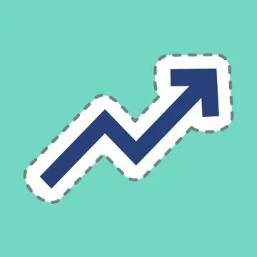 Sticker Trending Up - Line Cut - Simple illustration,Editable stroke 스톡 일러스트