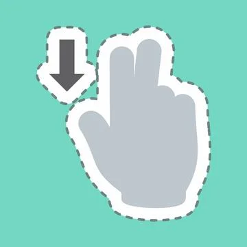 Sticker Two Fingers Down - Line Cut - Simple illustration,Editable stroke 스톡 일러스트