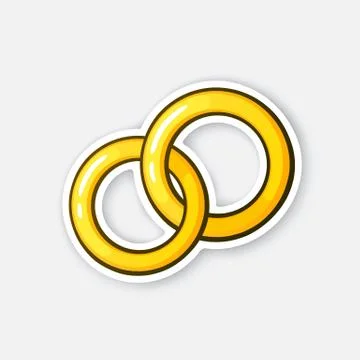 Sticker two gold wedding ring Stock Illustration