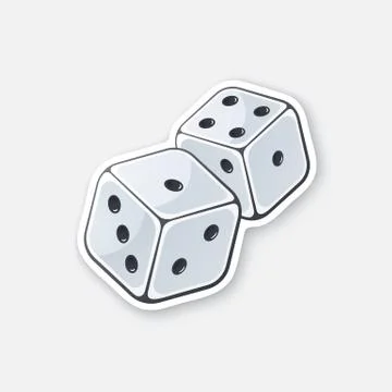 Sticker two white dice with contour Stock Illustration