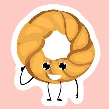 Sticker Ukrainian kalach.Bakery logo. Vector illustration of bakery and pastr Stock Illustration