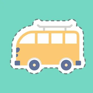 Sticker Van - Line Cut - Simple illustration,Editable stroke Stock Illustration