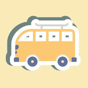 Sticker Van - Simple illustration,Editable stroke 스톡 일러스트