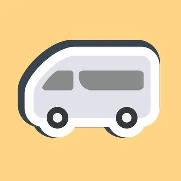 Sticker van. Transportation elements. Good for prints, posters, logo, sign,.. Stock Illustration