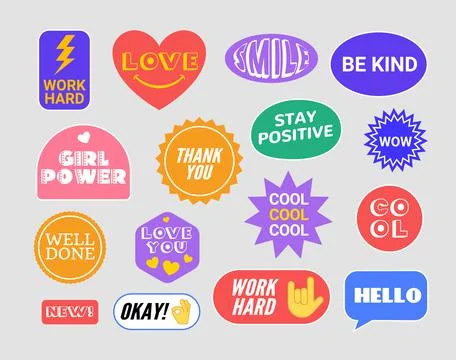 Sticker Vector Pack retro badge cool happy label icon. Sticker patch set design Stock Illustration