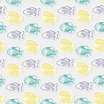 Sticker vector pattern with fish skeleton. Stock Illustration