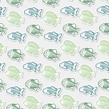 Sticker vector pattern with fish skeleton. Illustrazione stock