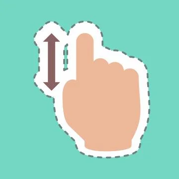 Sticker Vertical Scroll 1 - Line Cut - Simple illustration,Editable stroke Stock Illustration
