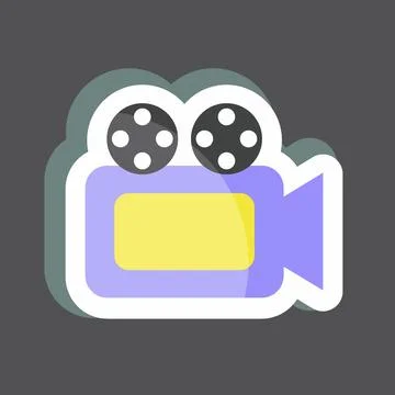 Sticker Video Camera. suitable for Web Interface symbol. simple design editab Stock Illustration