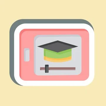 Sticker Video Tutorial. related to Learning symbol. simple design illustratio Stock Illustration