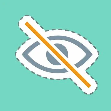 Sticker Visibility Off - Line Cut - Simple illustration,Editable stroke イラスト素材