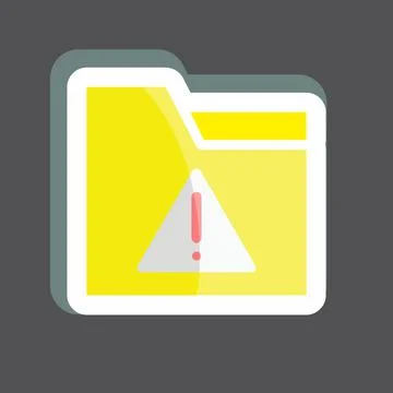 Sticker Warning on Folder. suitable for User Interface symbol. simple design  Illustrazione stock