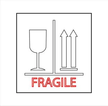 Sticker warning fragile cargo inside Stock Illustration