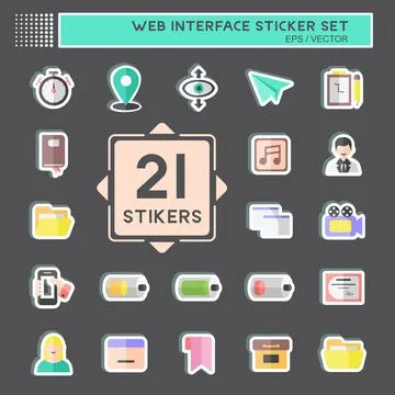 Sticker Web Interface Set. simple design editable. design template vector. si Stock Illustration