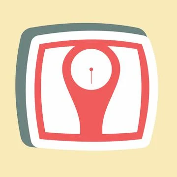 Sticker Weighing Machine - Simple illustration,Editable stroke Stock Illustration