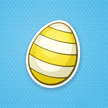 Sticker yellow Easter egg with stripped pattern Stock Illustration