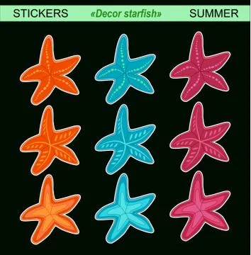 Stickers decor starfish Stock Illustration