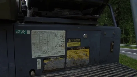 Stickers on excavator Stock-Footage 78156847