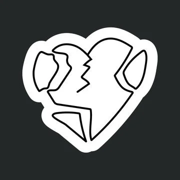 Stickers featuring a one line drawing of a broken heart symbol Stock-Illustration