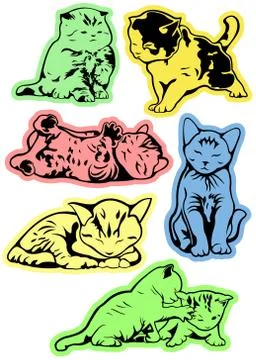 Stickers with kittens Stock Illustration