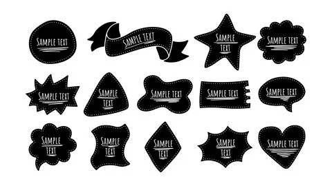 Stickers, labels for writing text. Vector text boxes of different shapes Stock Illustration