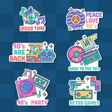 Stickers Of Nineties Era Vibes Stock Illustration