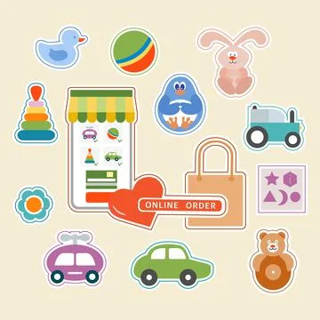 Stickers pack Online order Kid Toy Play Game Child Stock Illustration